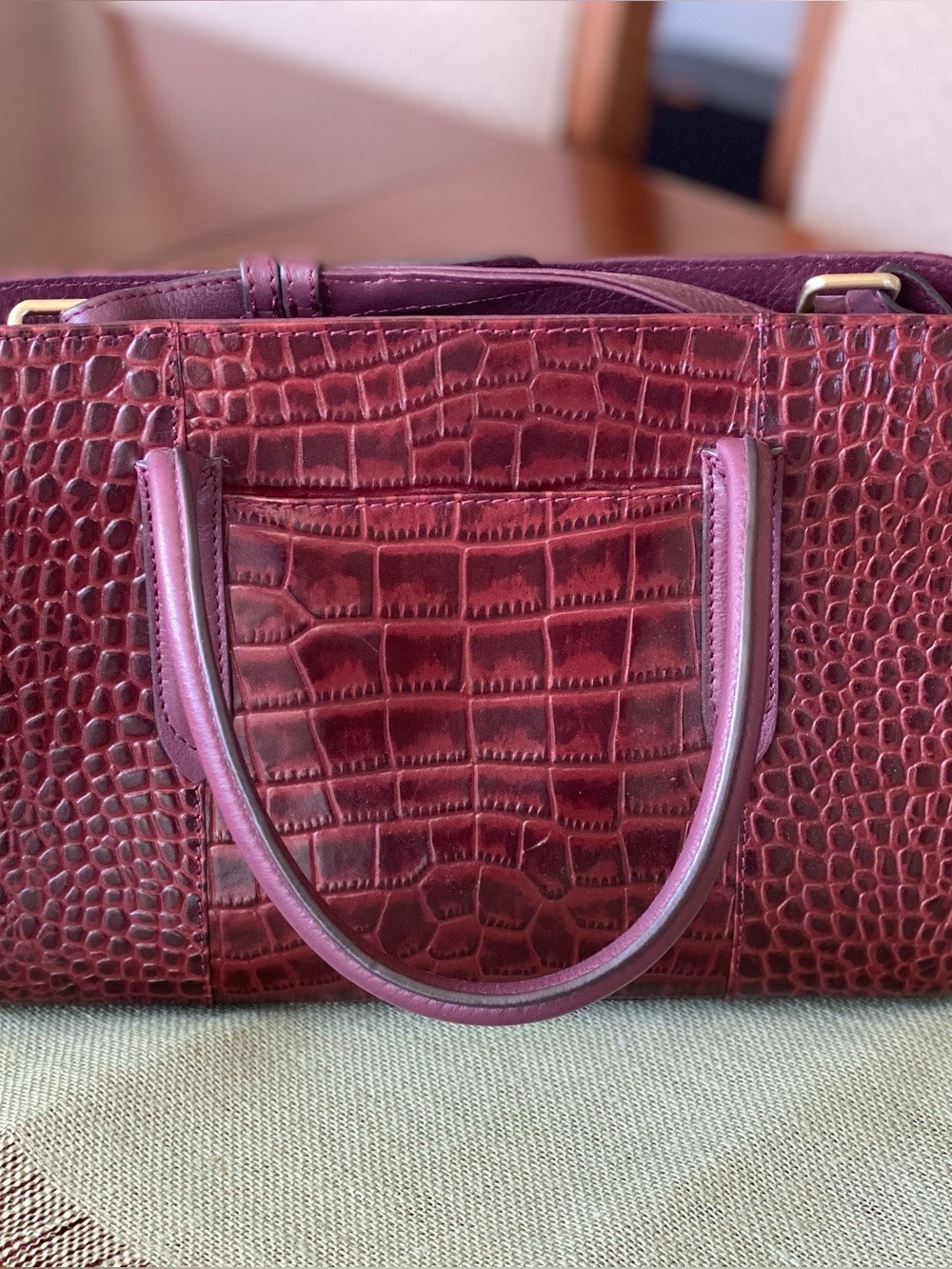 Radley London Deep Burgundy Croc-Embossed Leather Satchel & Crossbody - Picture 2 of 5